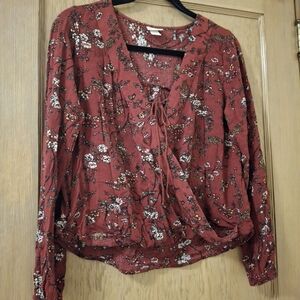 Mossimo Supply Co. Rust Floral Blouse